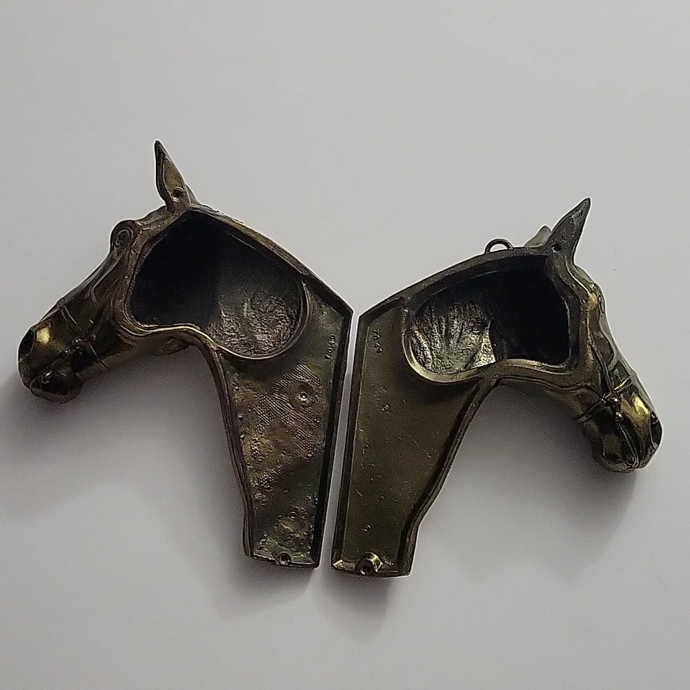 Vintage Brass Toned Thoroughbred Horse Relief 10